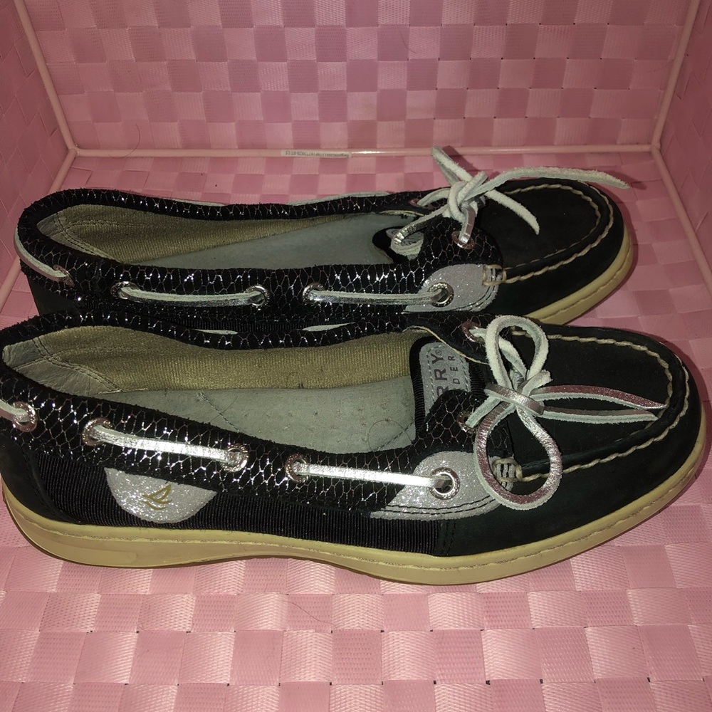 Black & Silver Sperry Boat Shoes